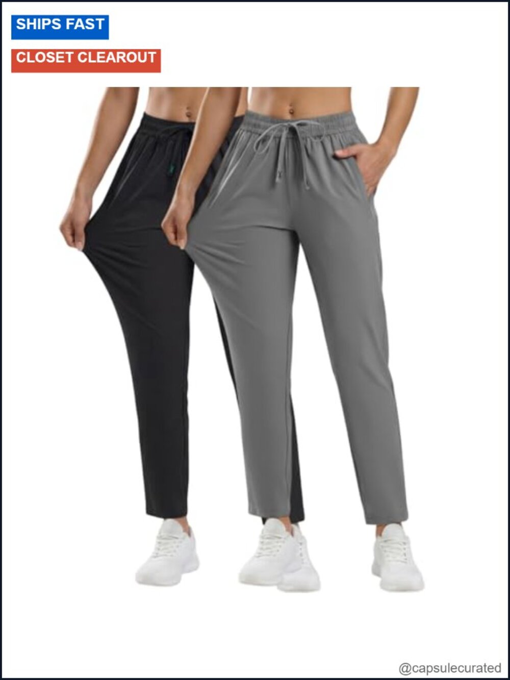 2 Pack Women's Stretch Active Pants Ice Silk Athletic Hiking Running Quick Dry